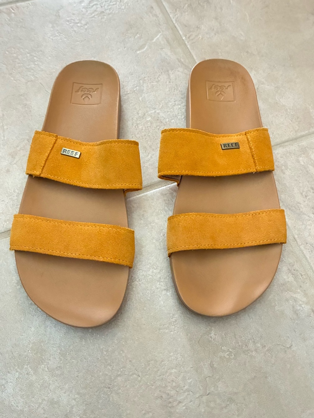 Reef Women's Sandals Yellow Suede Double-Strap Slide